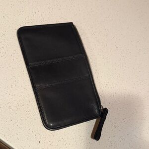 Coach Black Leather Zippered Wallet